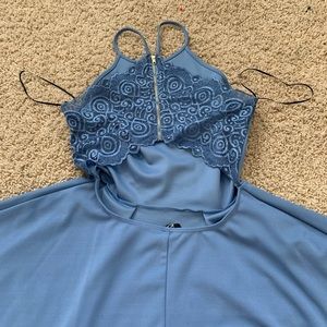 Light blue backless lace Windsor dress